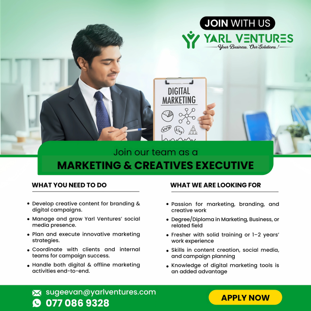 We’re Hiring – Marketing & Creatives Executive @ Yarl Ventures
