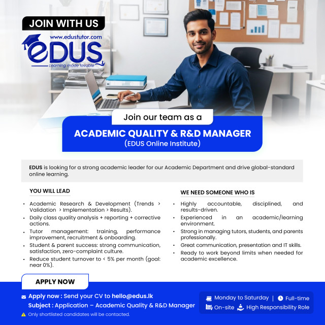 Academic Quality & R&D Manager