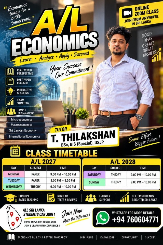 A/L ECONOMICS 2027 / 2028 – புதிய வகுப்புகள் ஆரம்பம்!